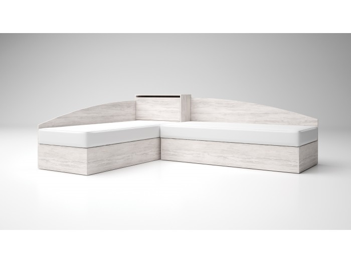 Ъглови легла с ракла ЛЕО 7 + матраци (дъб бланко)